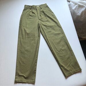 TRIBE‎ ALIVE olive army green pleated front high rise tapered leg trousers